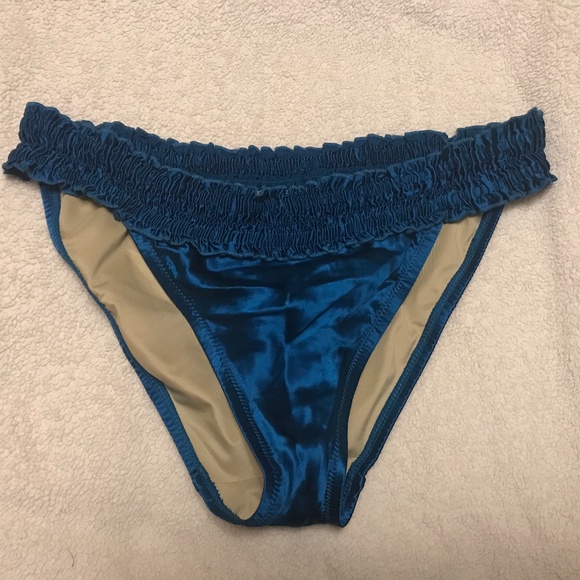 Victoria’s Secret Teal Blue Satin Bikini Bottoms - size Large - Picture 1 of 6